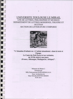 L'abandon d'enfants ou 'l'enfant abandoné' dans le texte et l'image: Le conte du Petit Poucet et ses variantes, du XVIIe siècle à nos jours (France, Allemagne, Madagascar, Afrique)