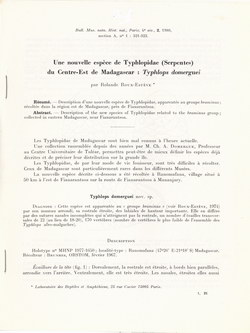 Une Nouvelle Espèce de Typhlopidae (Serpentes) du Centre-Est de Madagascar : Typhlops domerguei