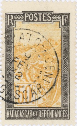 Filanjana: 50-Centime Postage Stamp