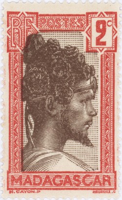 Sakalava Chief: 2-Centime Postage Stamp