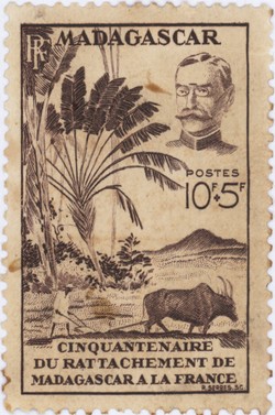 50th Anniversary of the Annexation of Madagascar by France: 10+5-Franc Postage Stamp