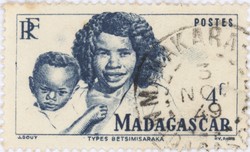 Betsimisiraka Woman and Child: 4-Franc Postage Stamp