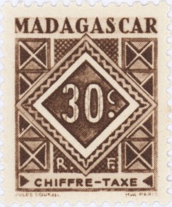 Geometric Design: 30-Centime Postage Stamp