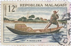 Mail Pirogue: 12-Franc Postage Stamp