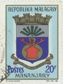 Mananjary Coat-of-Arms: 20-Franc Postage Stamp