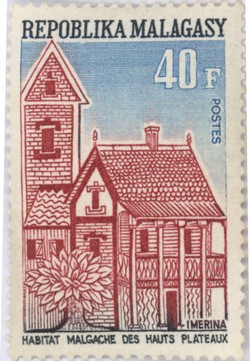 Traditional Merina Highland Dwelling: 40-Franc Postage Stamp