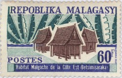 Traditional Betsimisaraka East-Coast Dwelling: 60-Franc Postage Stamp