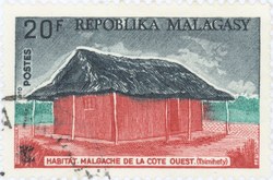 Traditional Tsimihety West-Coast Dwelling: 20-Franc Postage Stamp