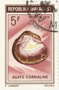 Agate Carnelian: 5-Franc Postage Stamp
