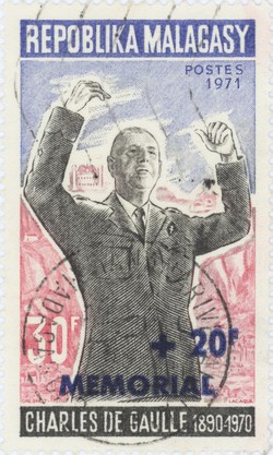 Charles de Gaulle: 30-Franc Postage Stamp with 20-Franc Surcharge
