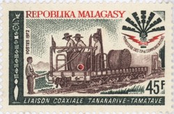 Coaxial Connection Tananarive-Tamatave: 45-Franc Postage Stamp