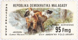 Black Lemurs: 95-Franc (19-Ariary) Postage Stamp