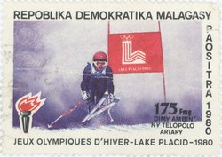 Skiing, Winter Olympics: 175-Franc (35-Ariary) Postage Stamp
