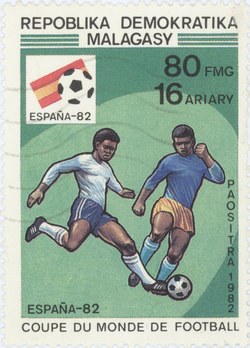 World Cup 1982: 80-Franc (16-Ariary) Postage Stamp