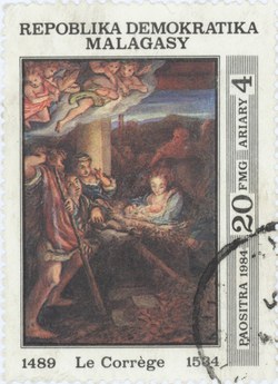 Antonio da Correggio's Nativity: 20-Franc (4-Ariary) Postage Stamp