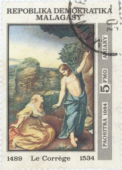 Antonio da Correggio's Noli Me Tangere: 5-Franc (1-Ariary) Postage Stamp
