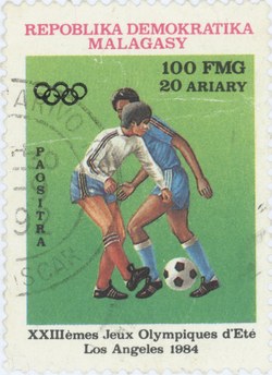 Football, Summer Olympics: 100-Franc (20-Ariary) Postage Stamp