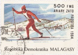 Cross-Country Skiing, Winter Olympics: 500-Franc (100-Ariary) Postage Stamp
