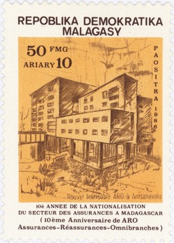 10th Anniversary of the Privatisation of the Malagasy Insurance Sector: 50-Franc (10-Ariary) Postage Stamp