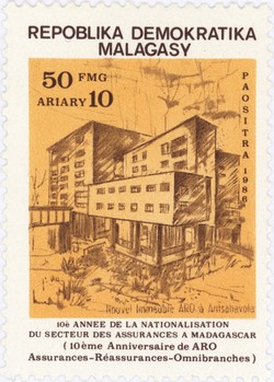 10th Anniversary of the Privatisation of the Malagasy Insurance Sector: 50-Franc (10-Ariary) Postage Stamp