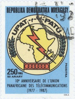 Pan-African Telecommunications Union, 10th Anniversary: 250-Franc (50-Ariary) Postage Stamp