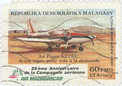 Air Madagascar: Piper Aztec: 60-Franc (12-Ariary) Postage Stamp