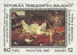 Frans Snyders' Still life with a Swan: 60-Franc (12-Ariary) Postage Stamp