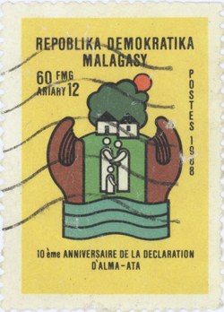 Declaration of Alma-Ata: 60-Franc (12-Ariary) Postage Stamp