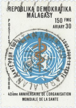 World Health Organization, 40th Anniversary: 150-Franc (30-Ariary) Postage Stamp