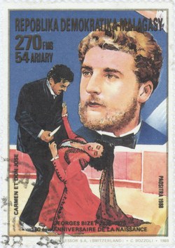 George Bizet: Carmen: 270-Franc (54-Ariary) Postage Stamp