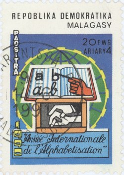 International Literacy Year: 20-Franc (4-Ariary) Postage Stamp