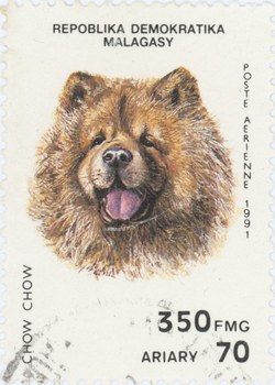 Chow Chow: 350-Franc (70-Ariary) Postage Stamp