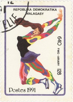 Figure Skating, Winter Olympics: 640-Franc (128-Ariary) Postage Stamp