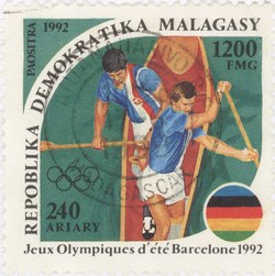 Canoe Racing, Summer Olympics: 1,200-Franc (240-Ariary) Postage Stamp