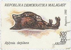 Aplysia depilans: 500-Franc (100-Ariary) Postage Stamp