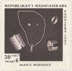 Mahafaly Jewelery: 30-Franc (6-Ariary) Postage Stamp