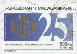 Hilton Hotel Madagascar, 25th Anniversary: 500-Franc (100-Ariary) Postage Stamp