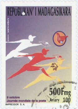 International Post Day 1995: 500-Franc (100-Ariary) Postage Stamp