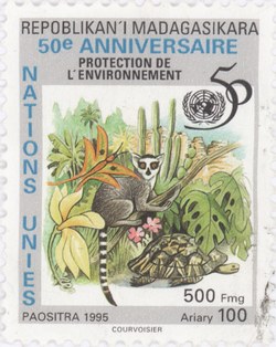 United Nations: Protection of the Environment: 500-Franc (100-Ariary) Postage Stamp