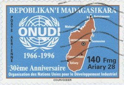 United Nations Industrial Development Organization: 140-Franc (28-Ariary) Postage Stamp