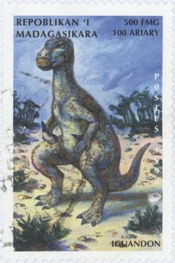 Iguanodon: 500-Franc (100-Ariary) Postage Stamp