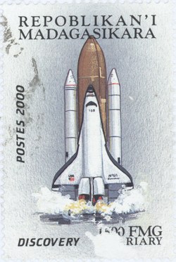 Space Shuttle Discovery: 1,500-Franc (300-Ariary) Postage Stamp