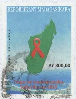 HIV/AIDS: 300-Ariary Postage Stamp