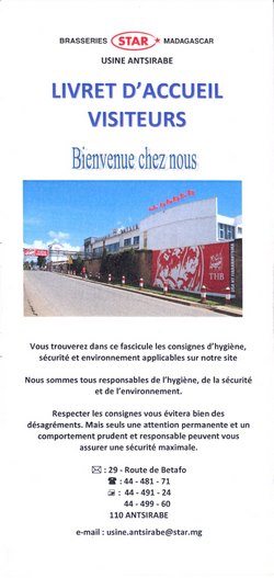 Livret d'Accueil Visiteurs: Brasseries Star Madagascar: Usine Antsirabe