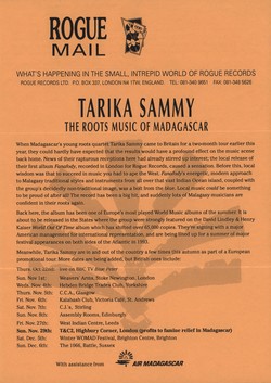 Rogue Mail: Tarika Sammy: The Roots Music of Madagascar