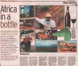 Wine Tourism: Africa in a bottle: Madagascar: Telegraph Travel article (Saturday 2 November 2002)