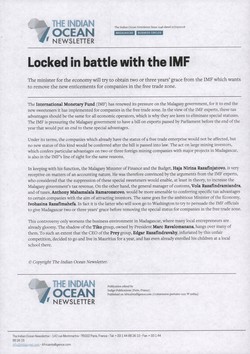Locked in battle with the IMF: Article from The Indian Ocean Newsletter, Issue 1246, 27 September 2008