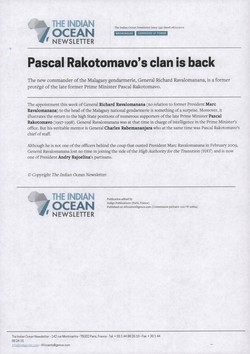 Pascal Rakotomavo's clan is back: Article from The Indian Ocean Newsletter, Issue 1341, 6 October 2012