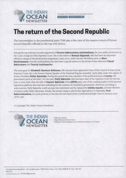 The return of the Second Republic: Article from The Indian Ocean Newsletter, Issue 1247, 11 October 2008