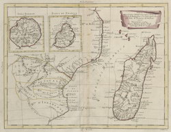 Parte della Costa Orientale dell'Africa: con I'Isola di Madagascar e le Carte particolari dell'Isole di Francia di Borbon